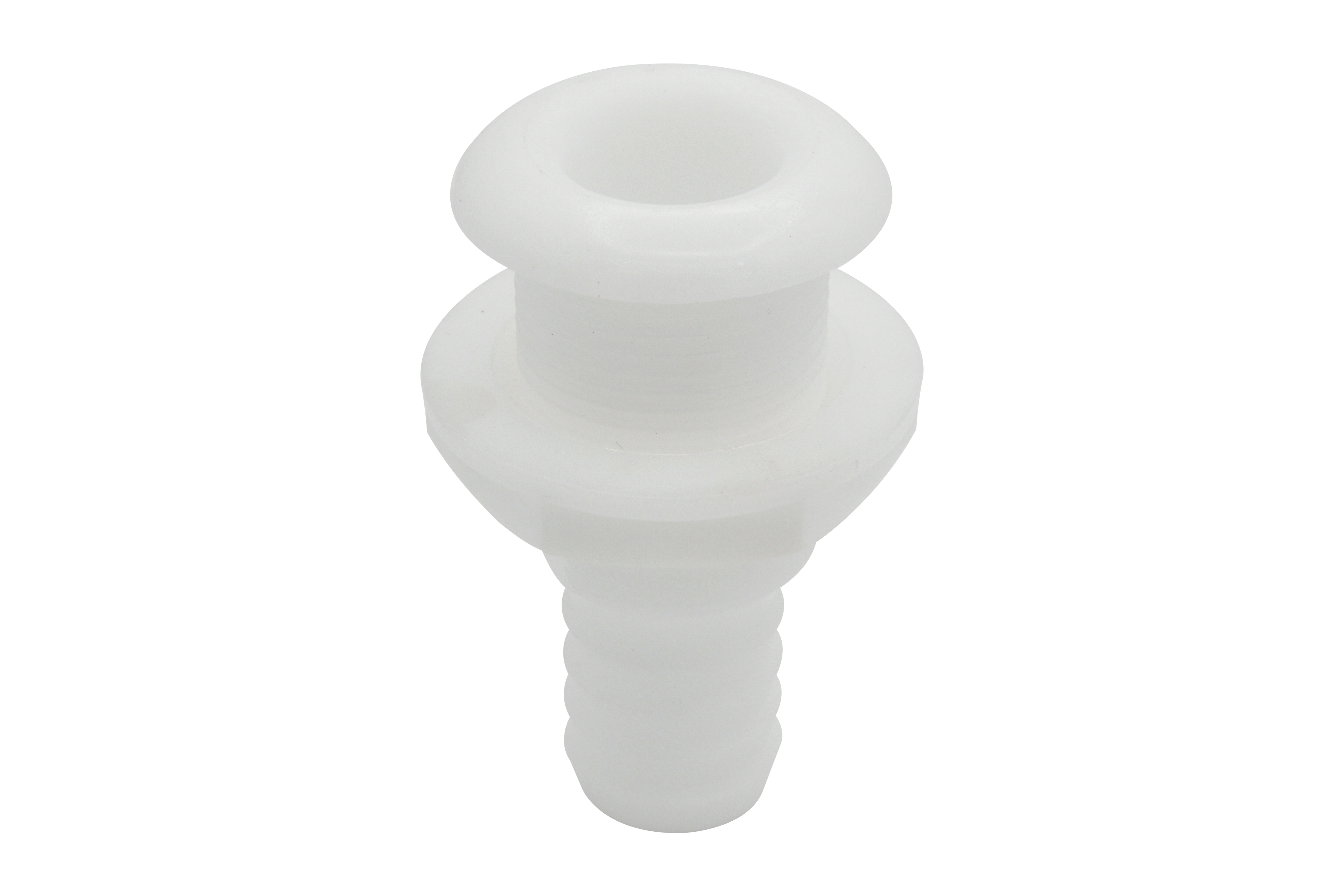 Vinland Marine White Delrin Plastic Thru-Hull Ø1" hose; 3-3/8” depth Top View 2 (P4858W)