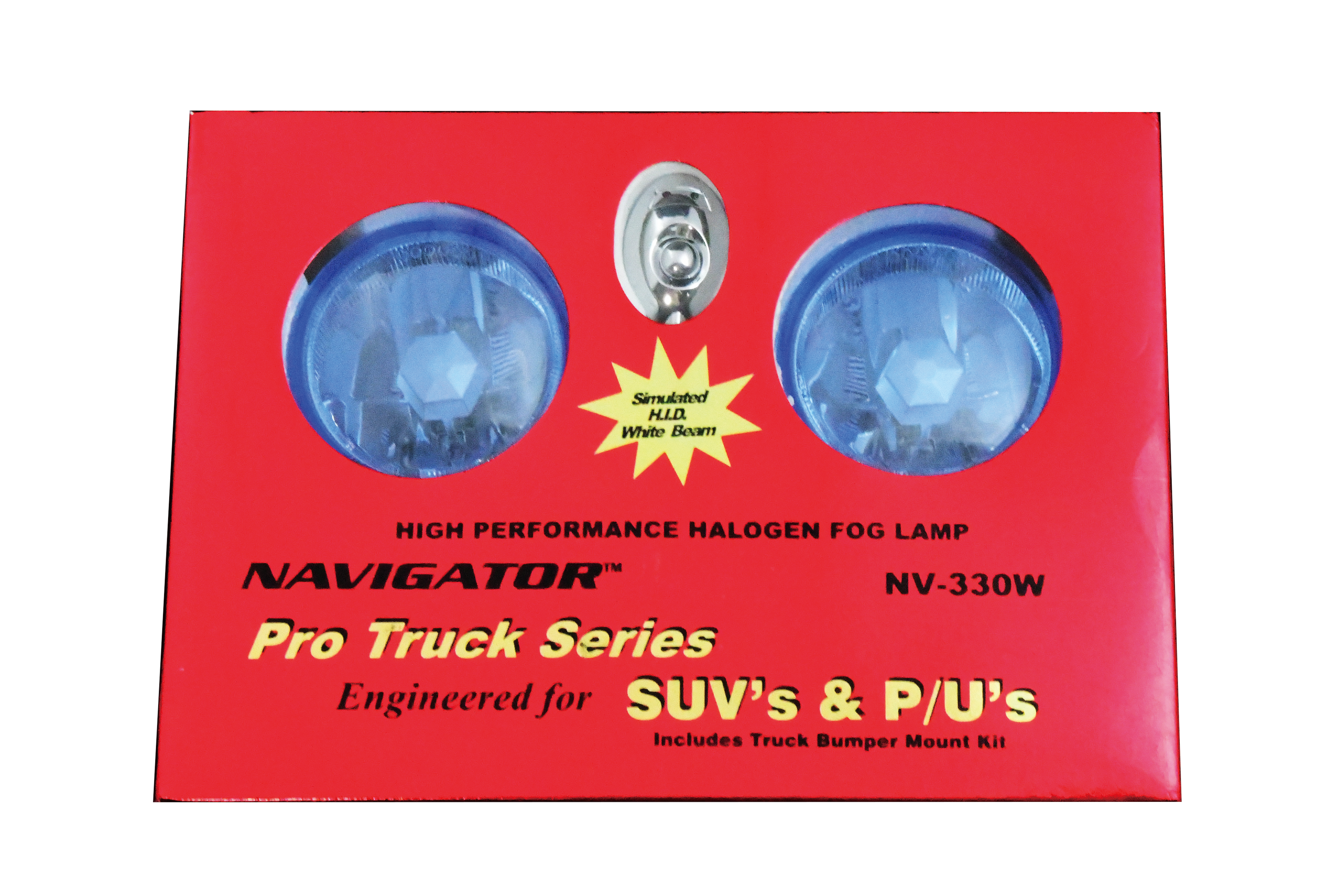 Navigator NV-330W 3" Round 55 Watt S.A.E. Halogen Fog Lights Kit front package view