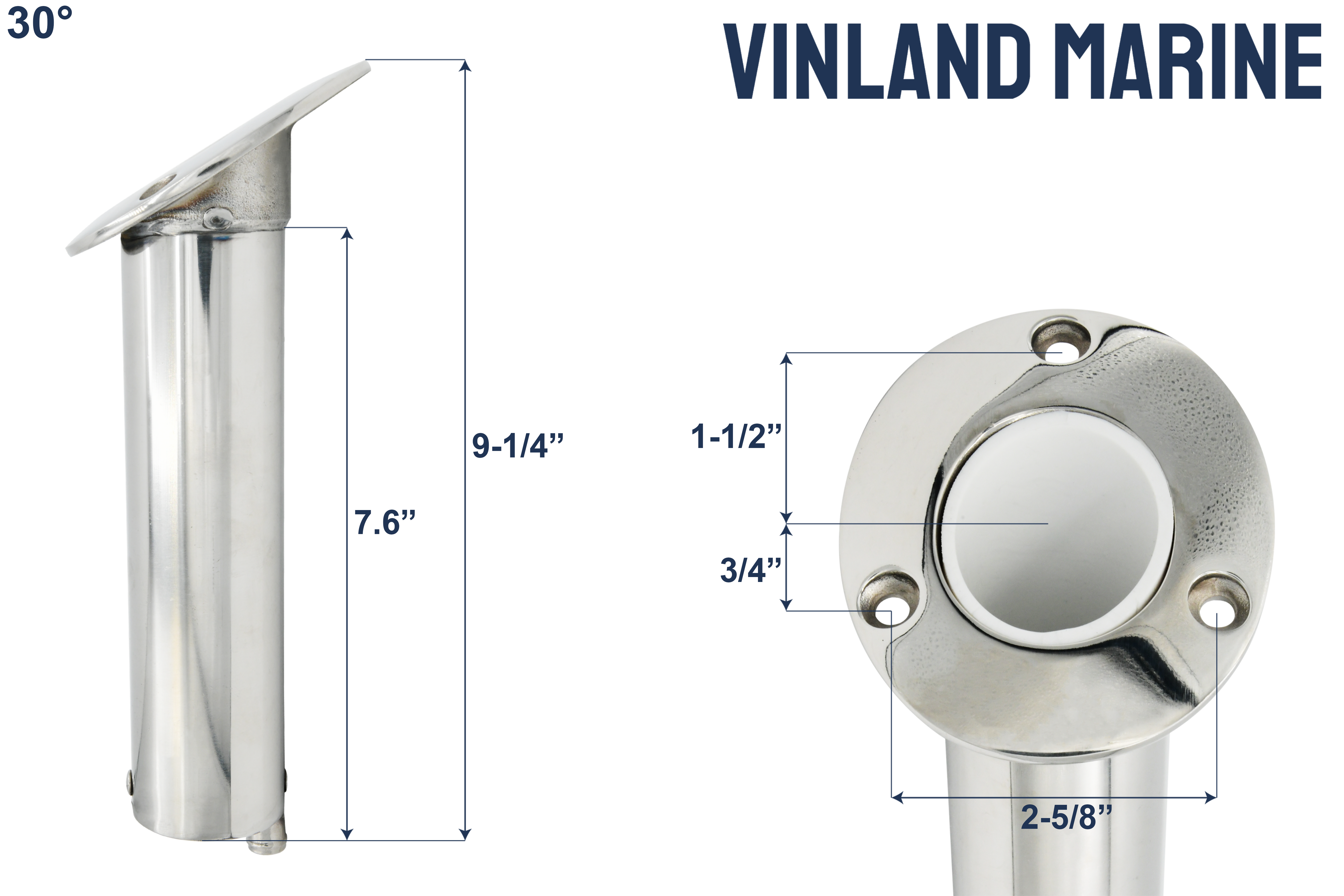 Cast 316 Stainless Steel Angled Flush Mount Rod Holder