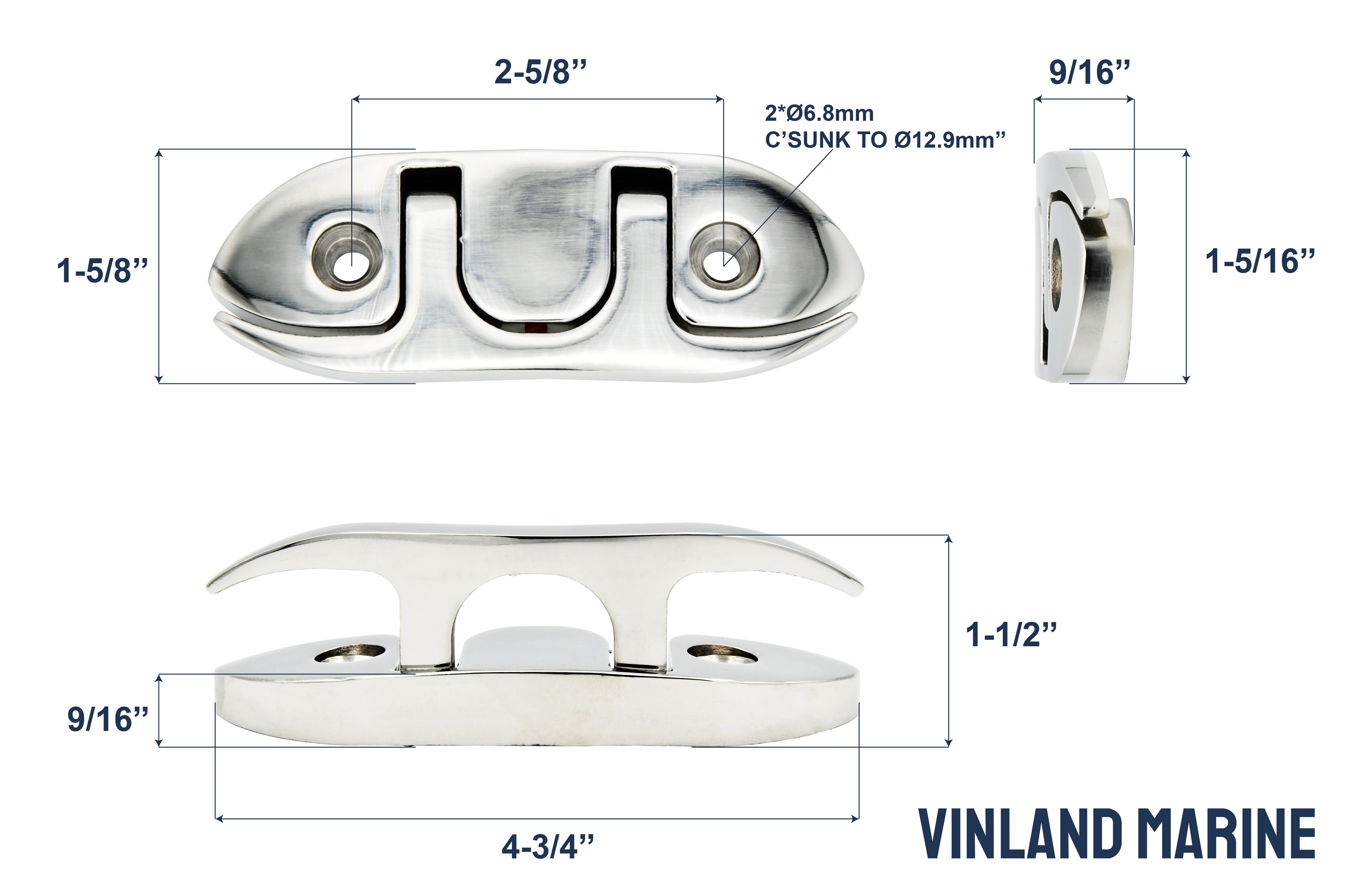 316 Stainless Steel Folding Cleat 4.7", 6", 8"