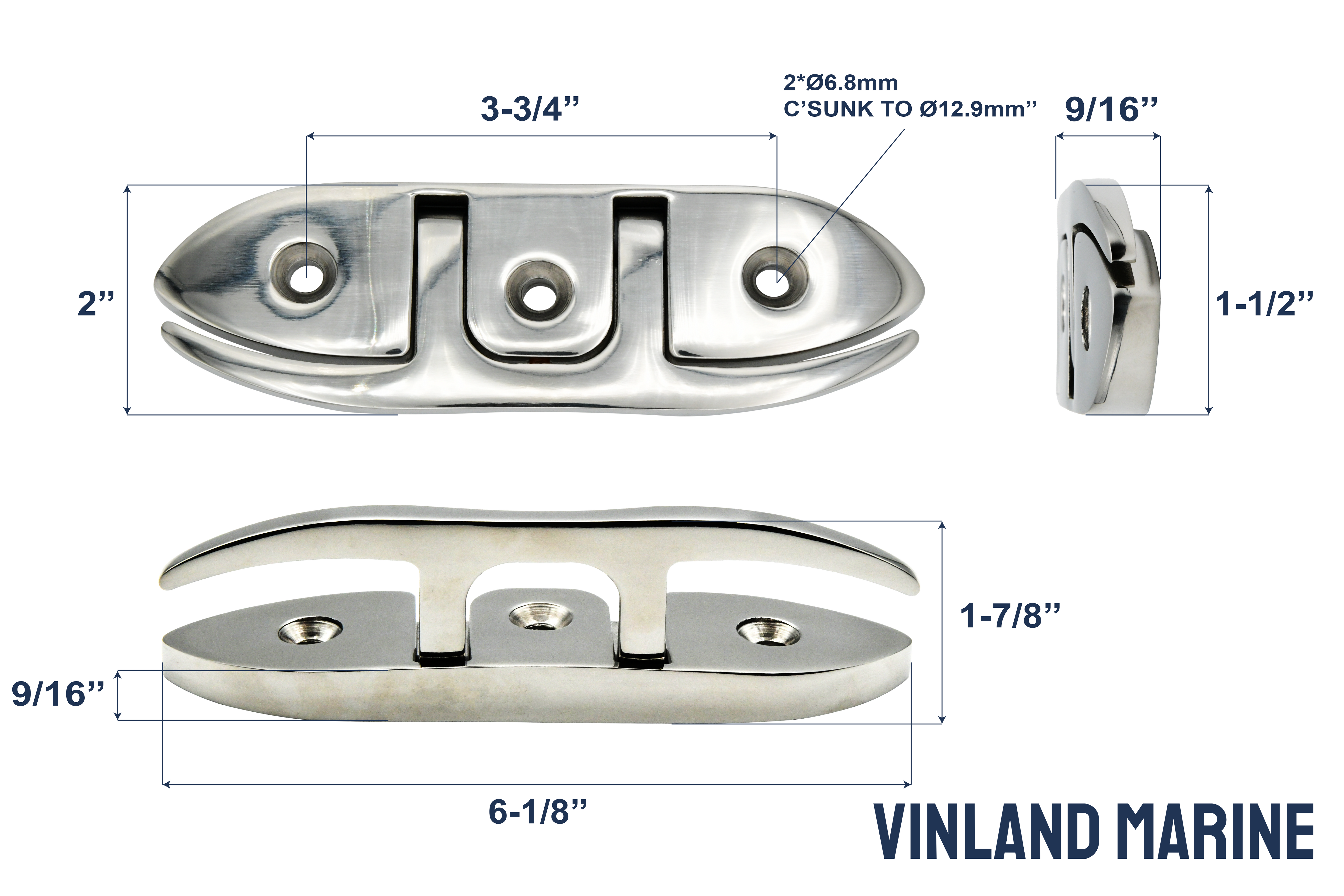 316 Stainless Steel Folding Cleat 4.7", 6", 8"