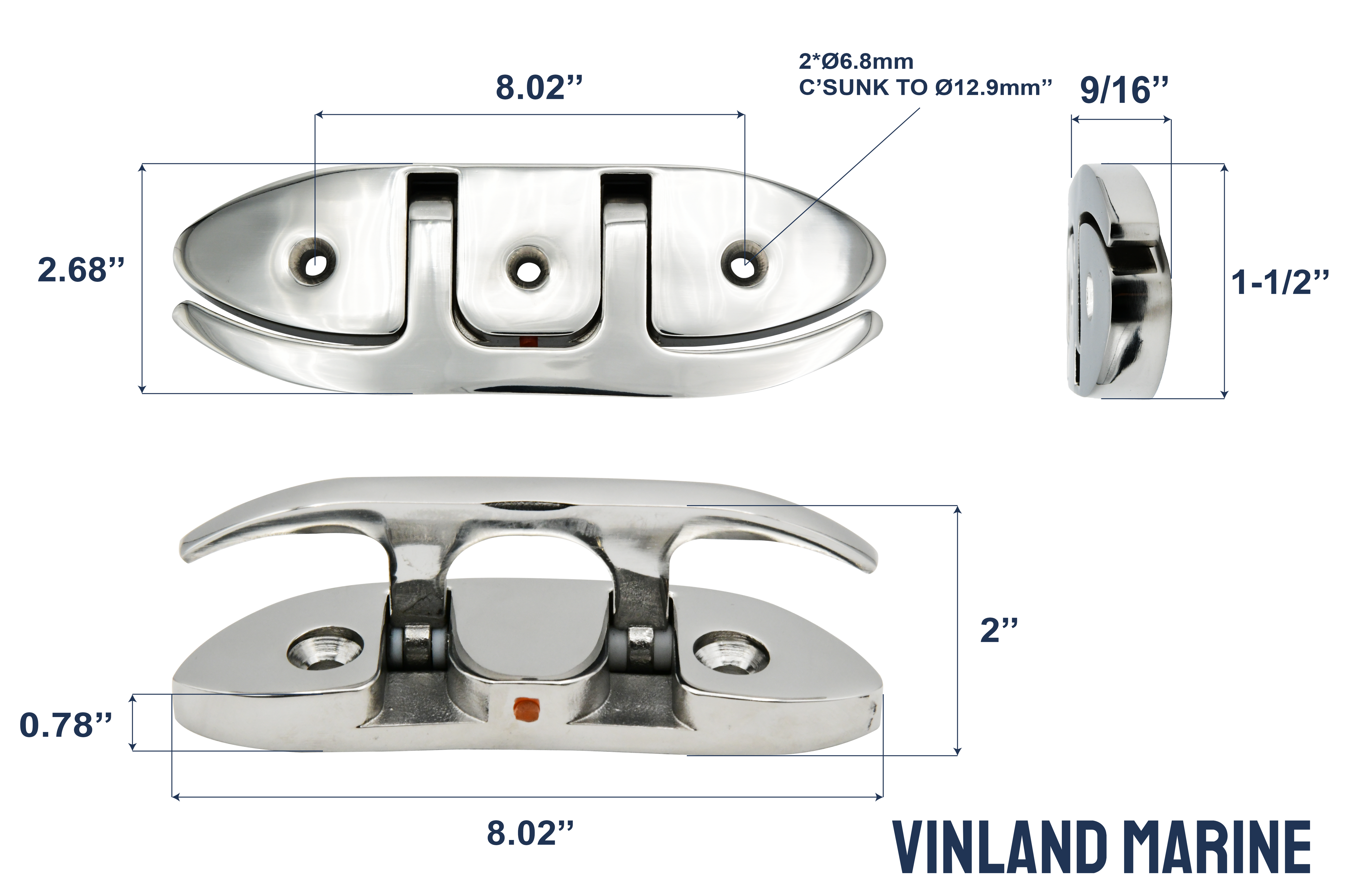 316 Stainless Steel Folding Cleat 4.7", 6", 8"