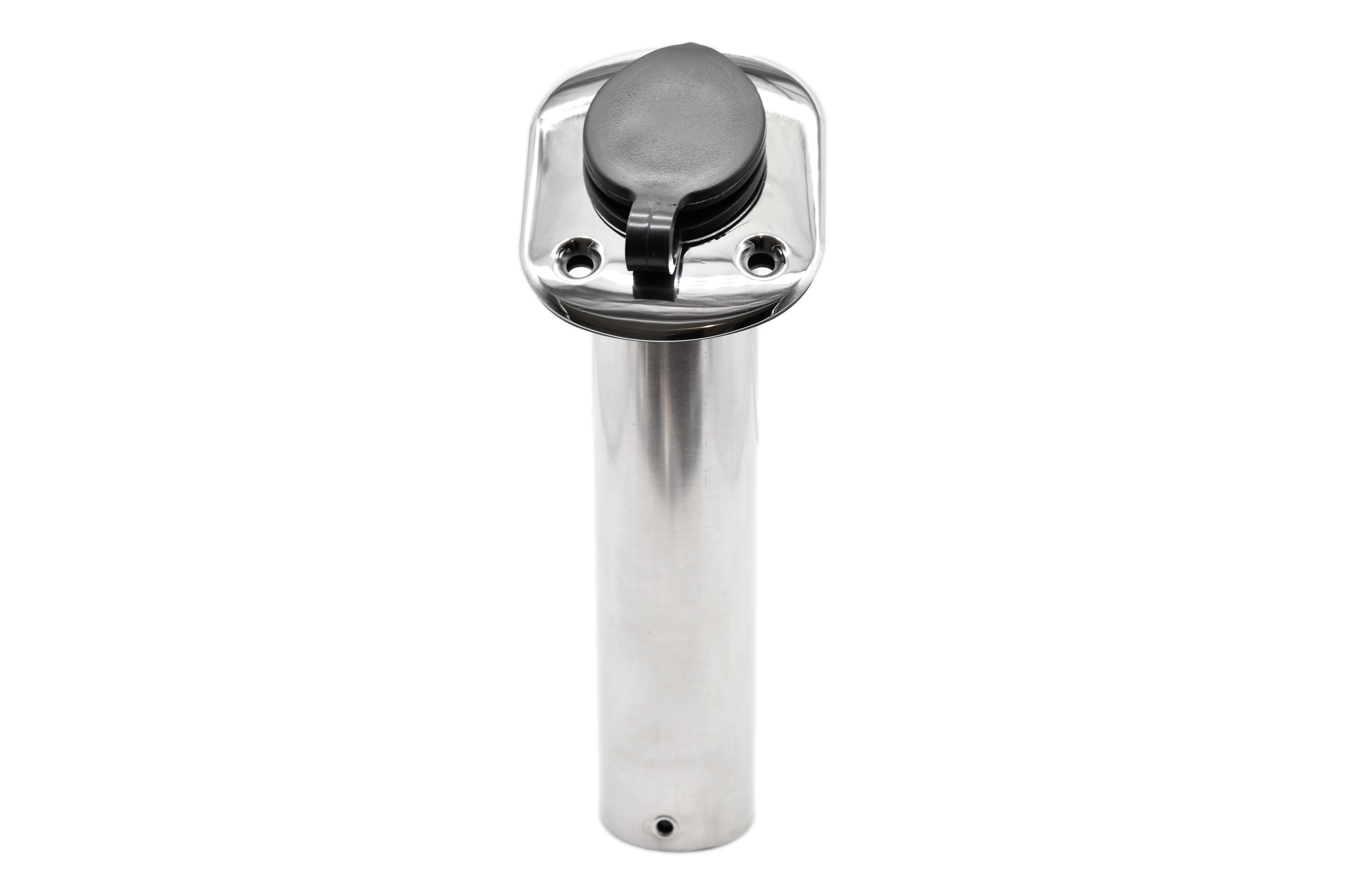 Stamped 304 Stainless Steel Angled Flush Rod Holder with Black Nylon Liner & Lid