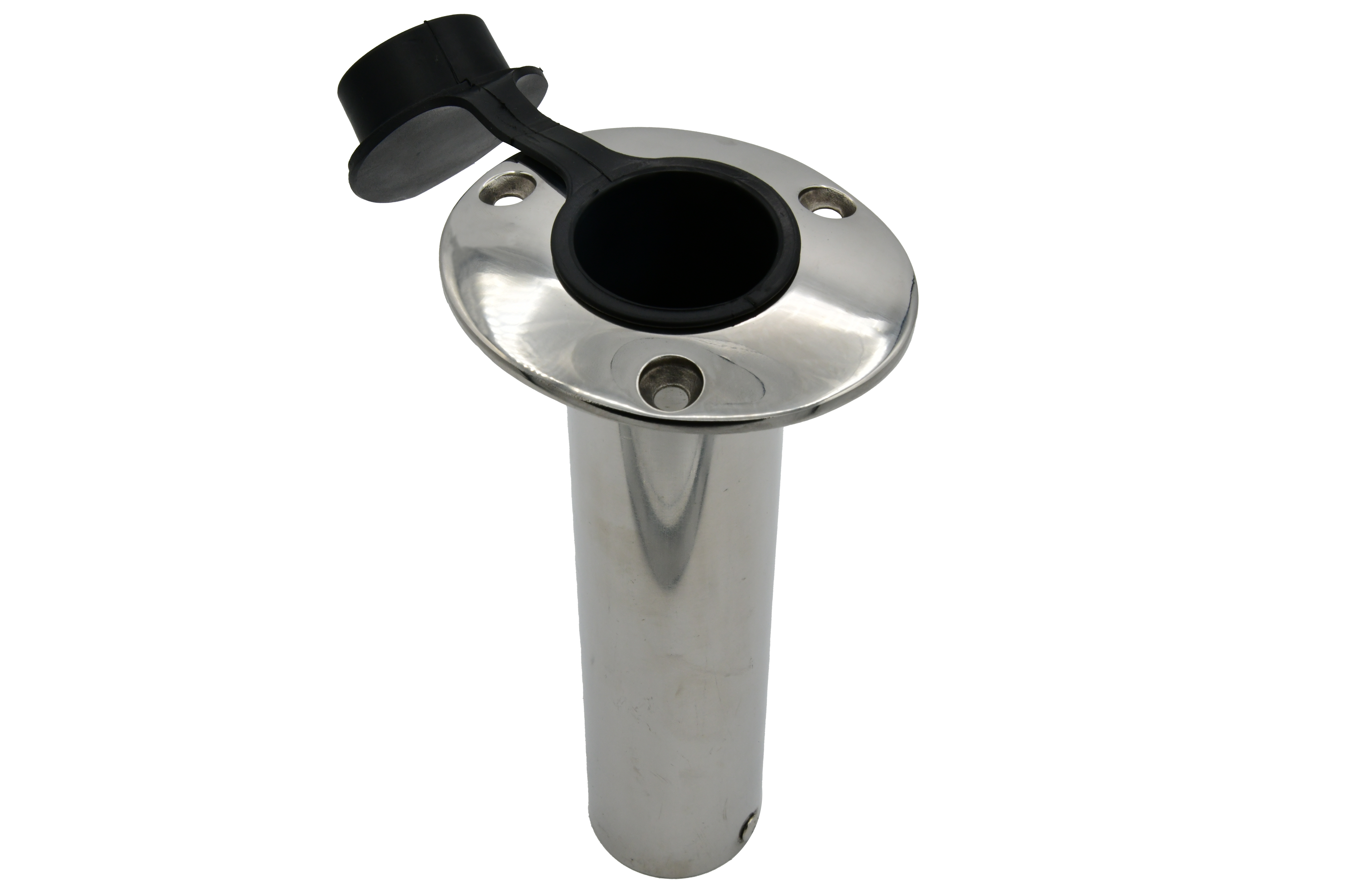 Stamped 304 Stainless Steel Angled Flush Mount Rod Holder with Lid