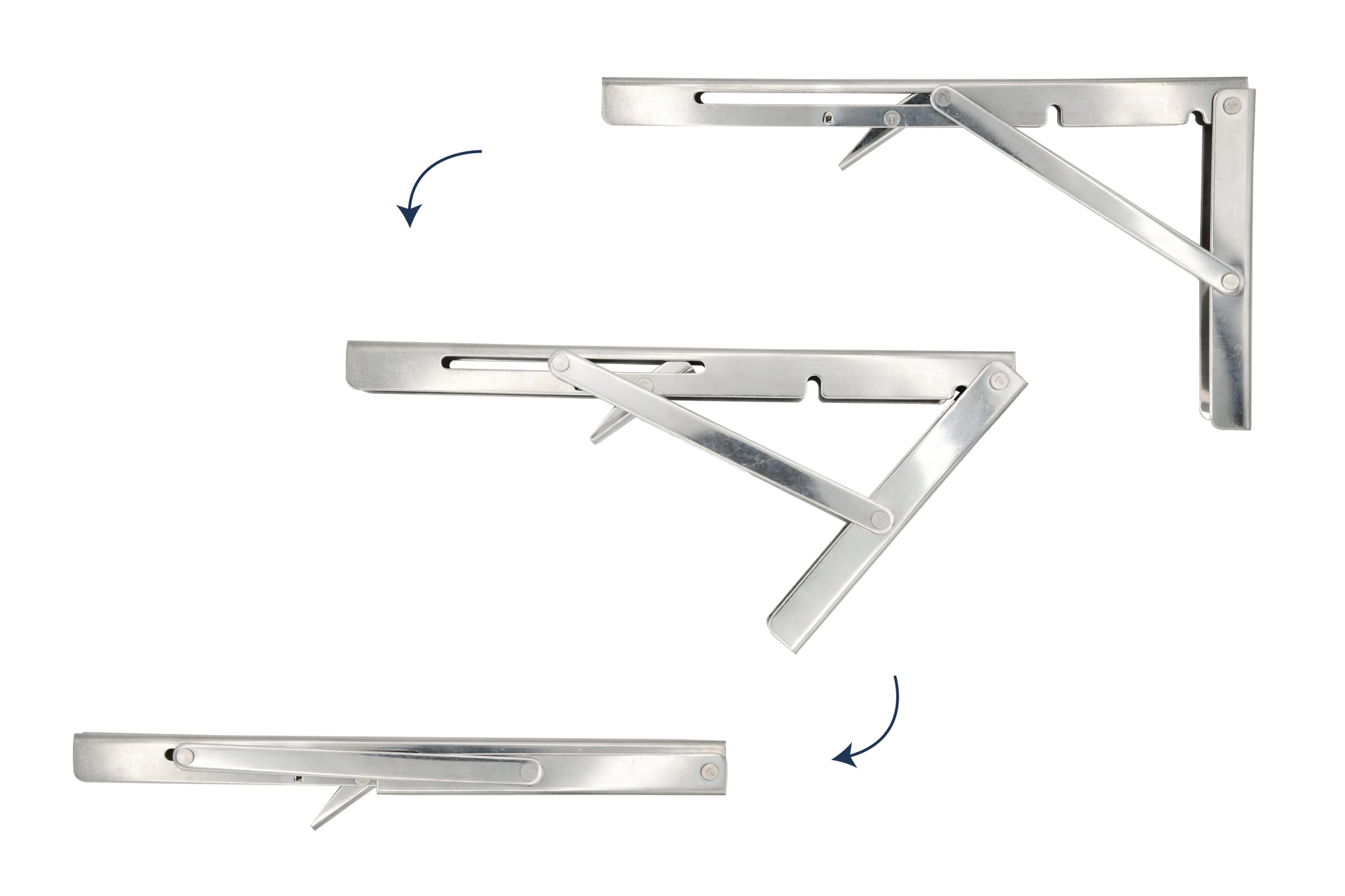 12" Hinged Shelf Bracket, 304 Stainless Steel