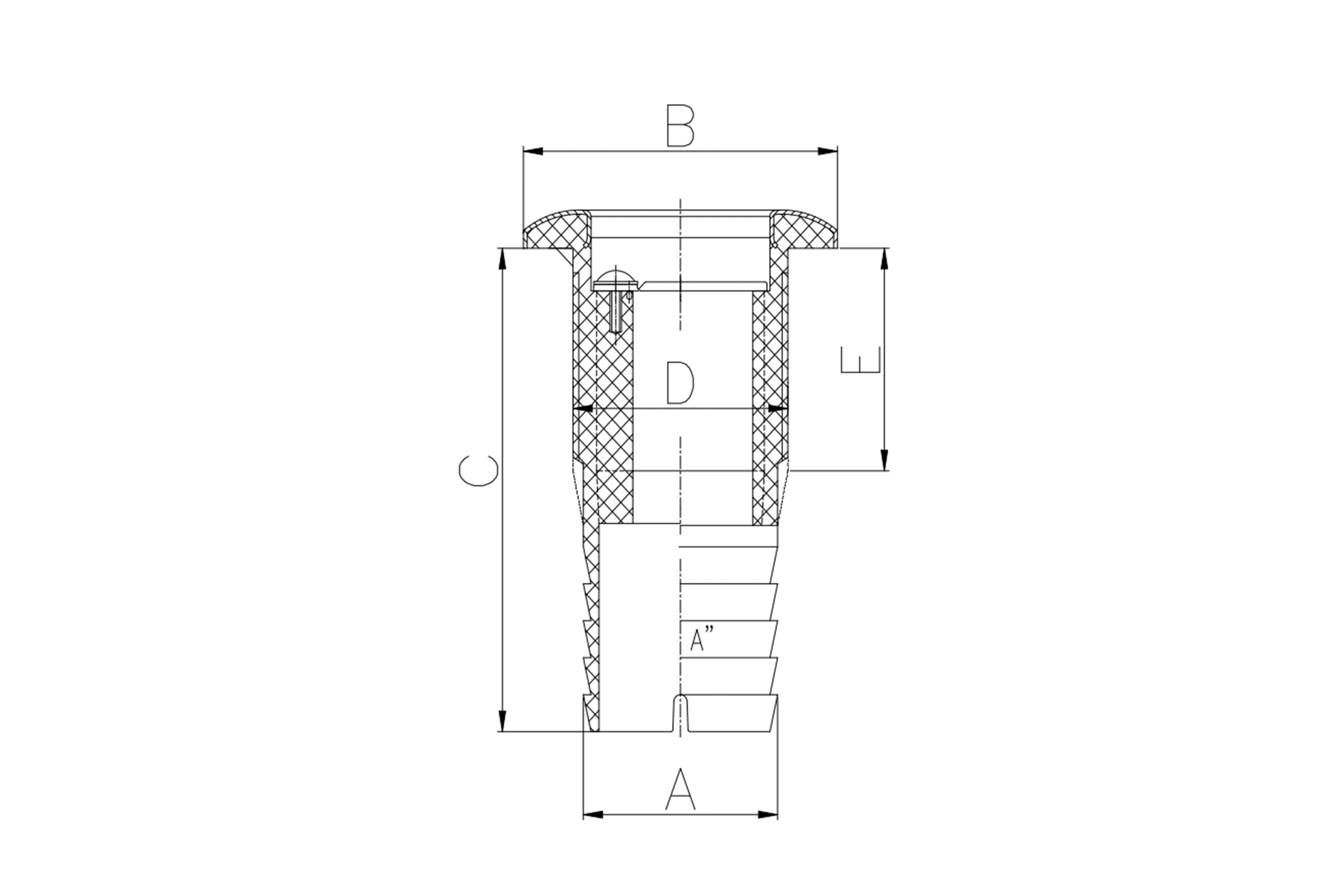 316 Stainless Steel Covered Trim Nylon Thru-Hull with Flapper