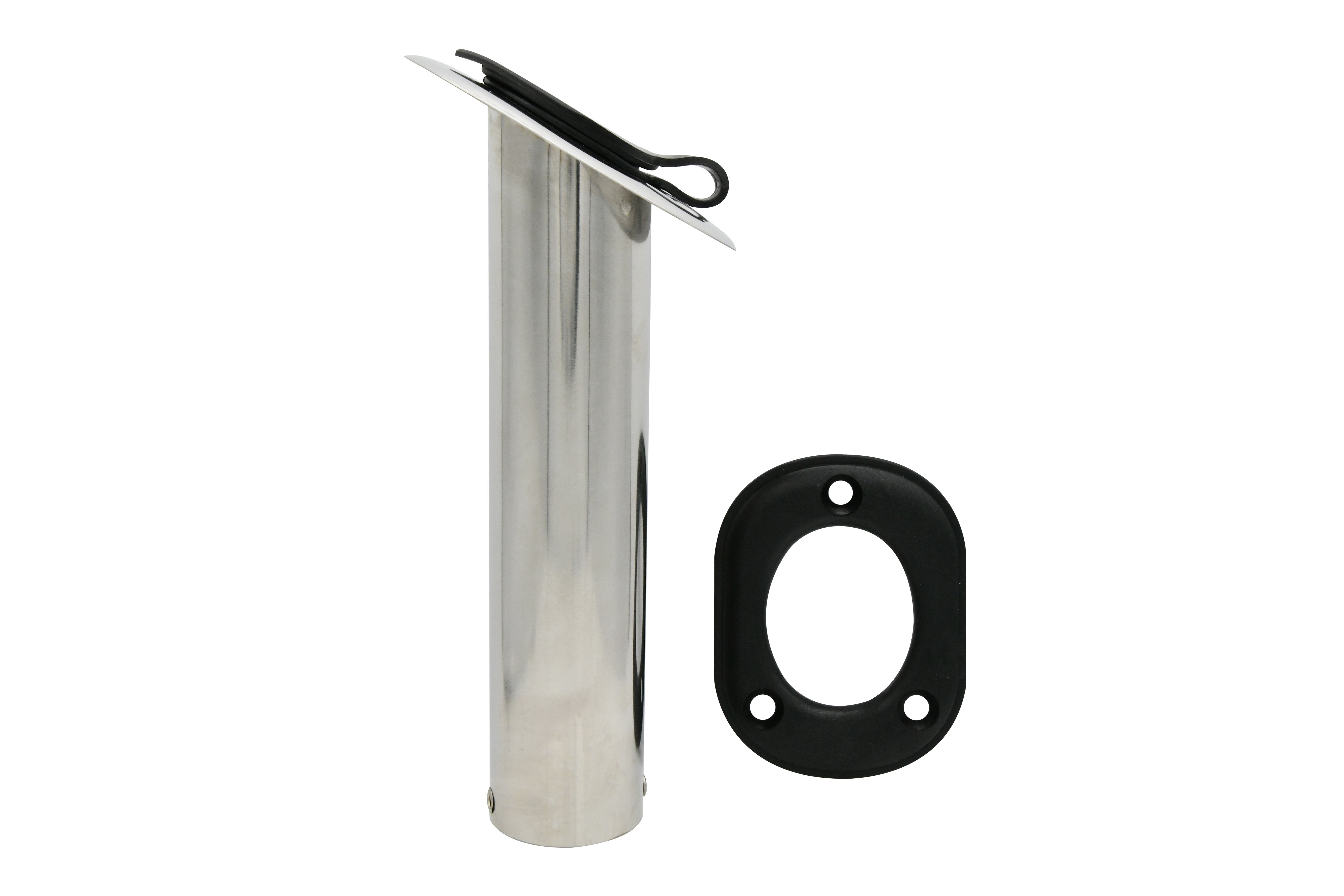 Stamped 304 Stainless Steel Angled Flush Mount Rod Holder with Lid