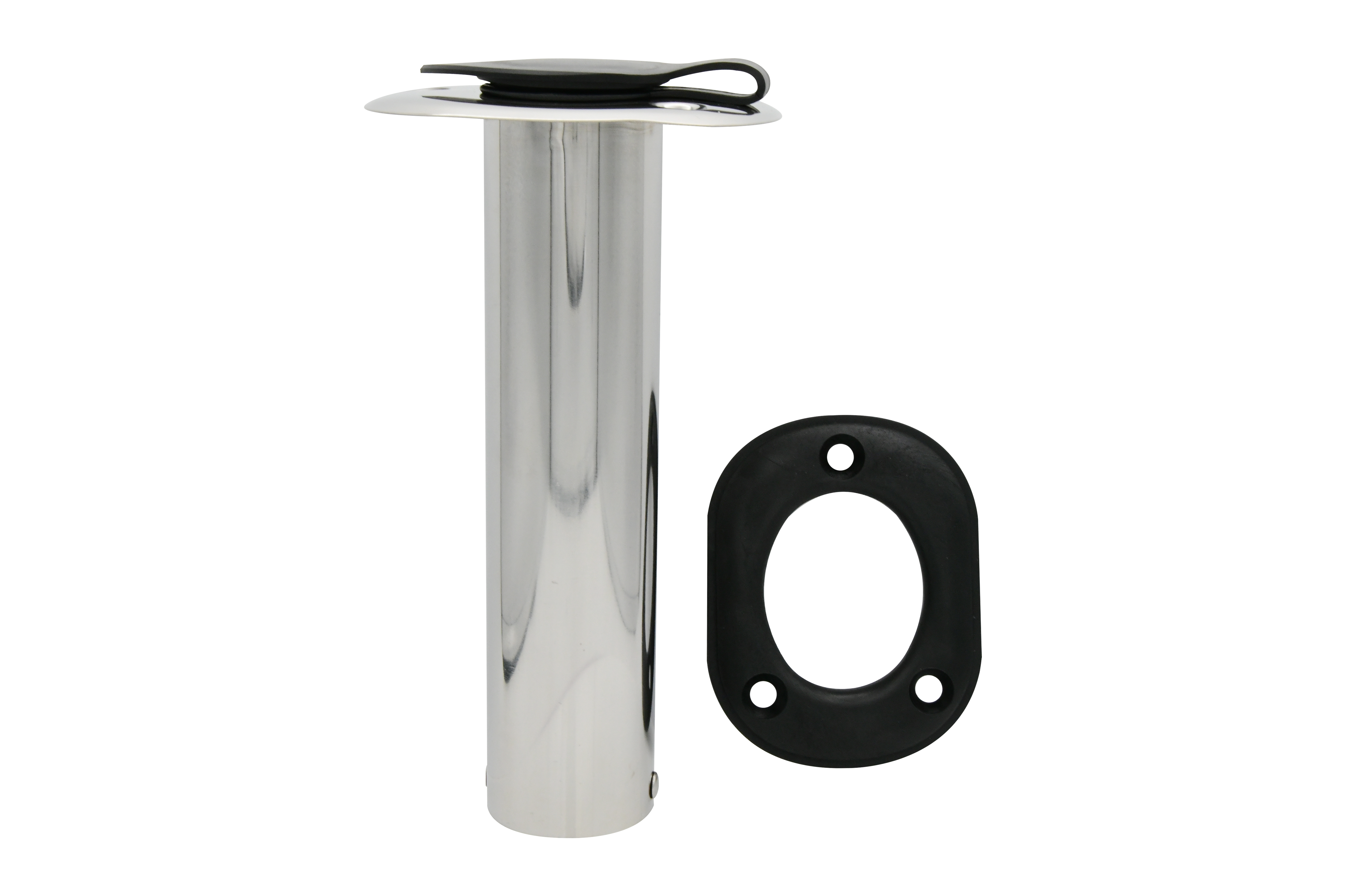 Stamped 304 Stainless Steel Angled Flush Mount Rod Holder with Lid