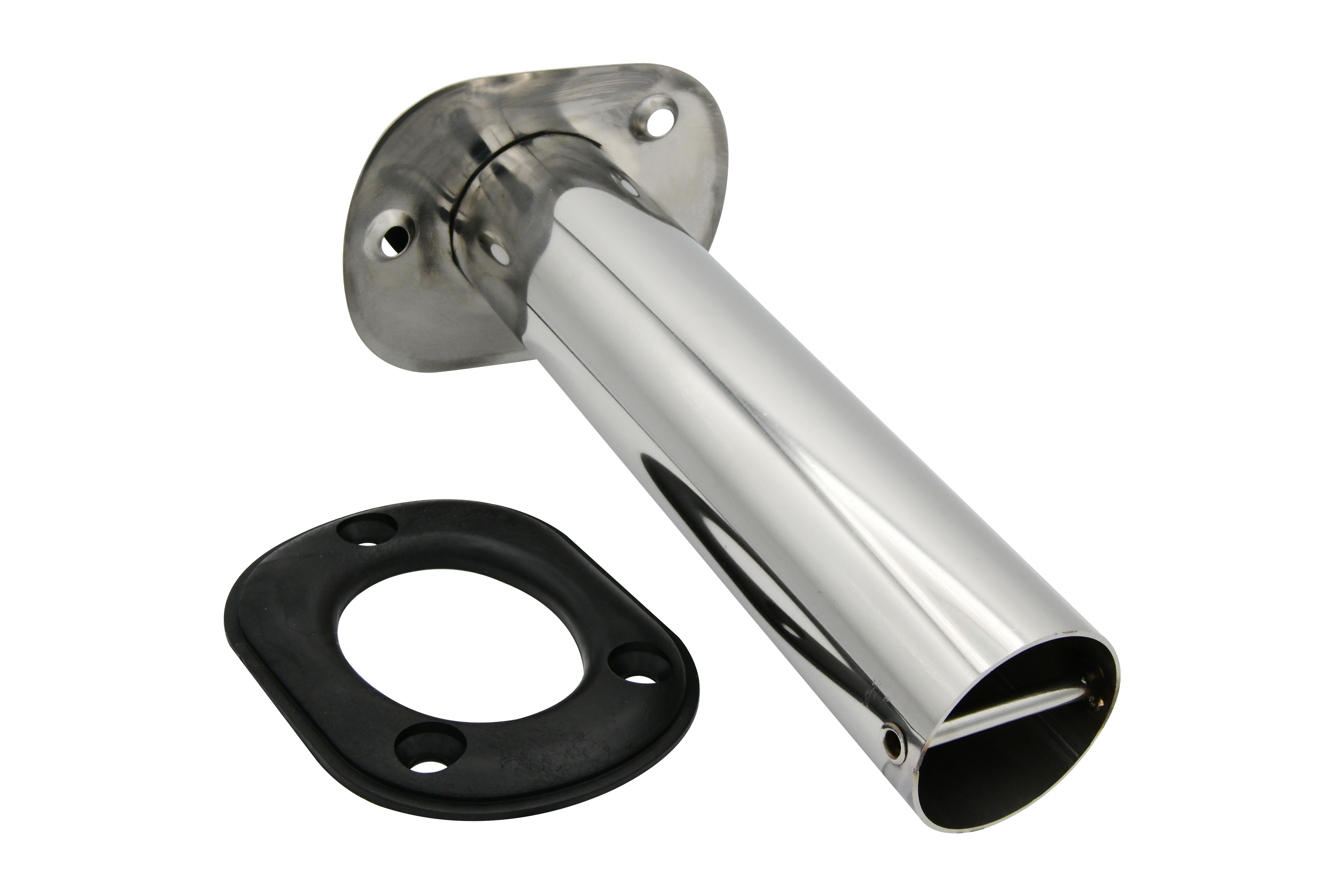 Stamped 304 Stainless Steel Angled Flush Mount Rod Holder with Lid