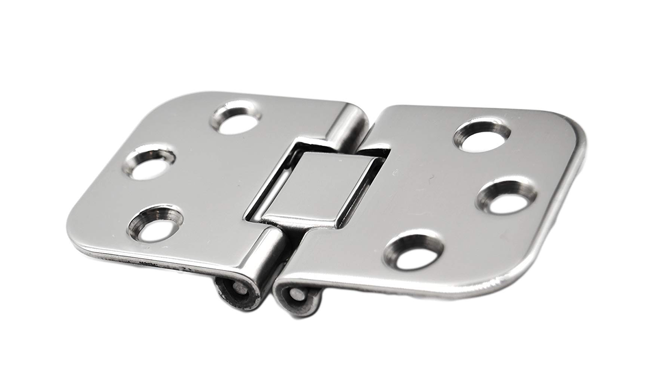 Full top view of Vinland Marine hinge with polished finish