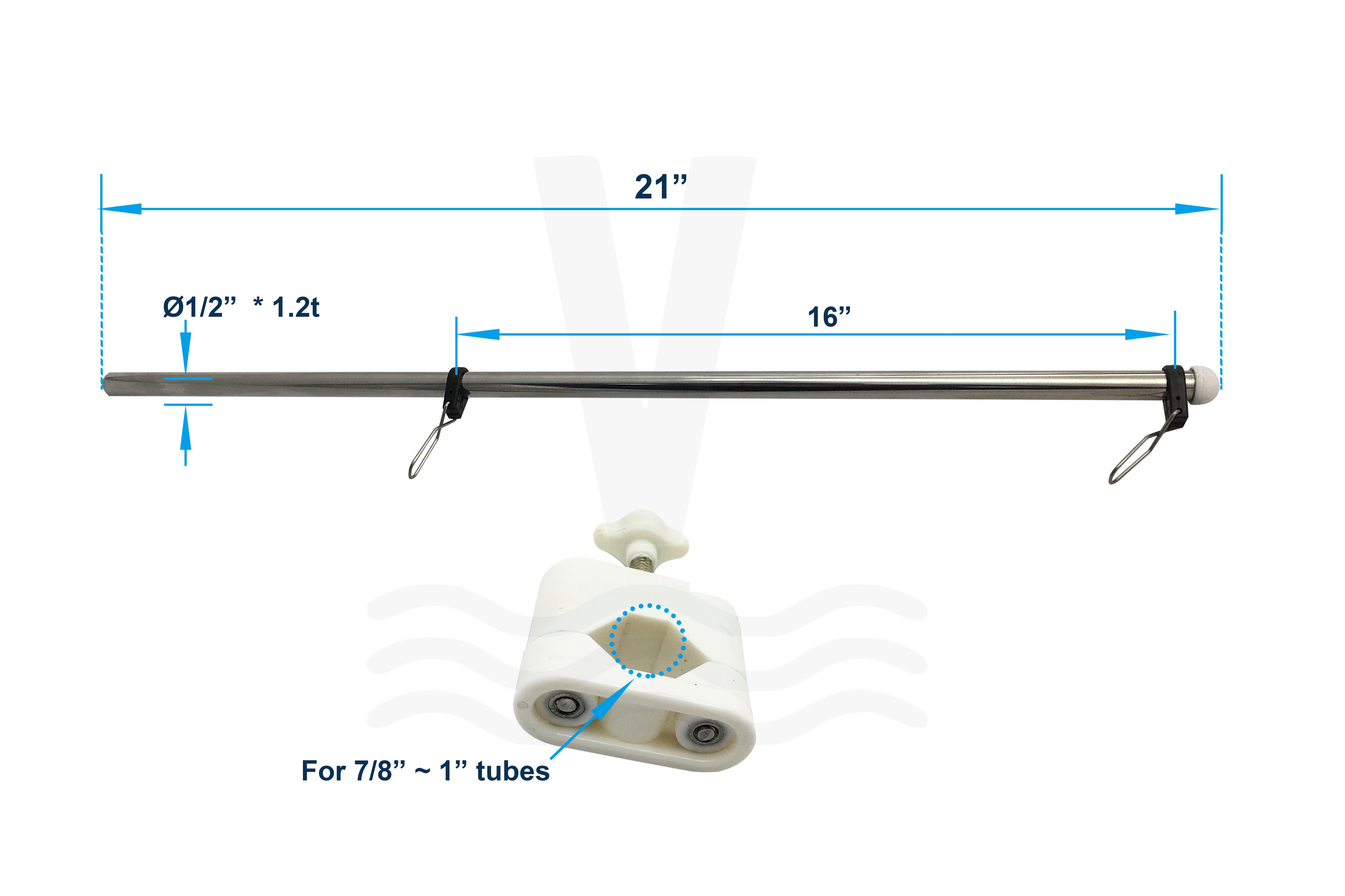 Plastic Clamp on Flagpole Base with Flagpole