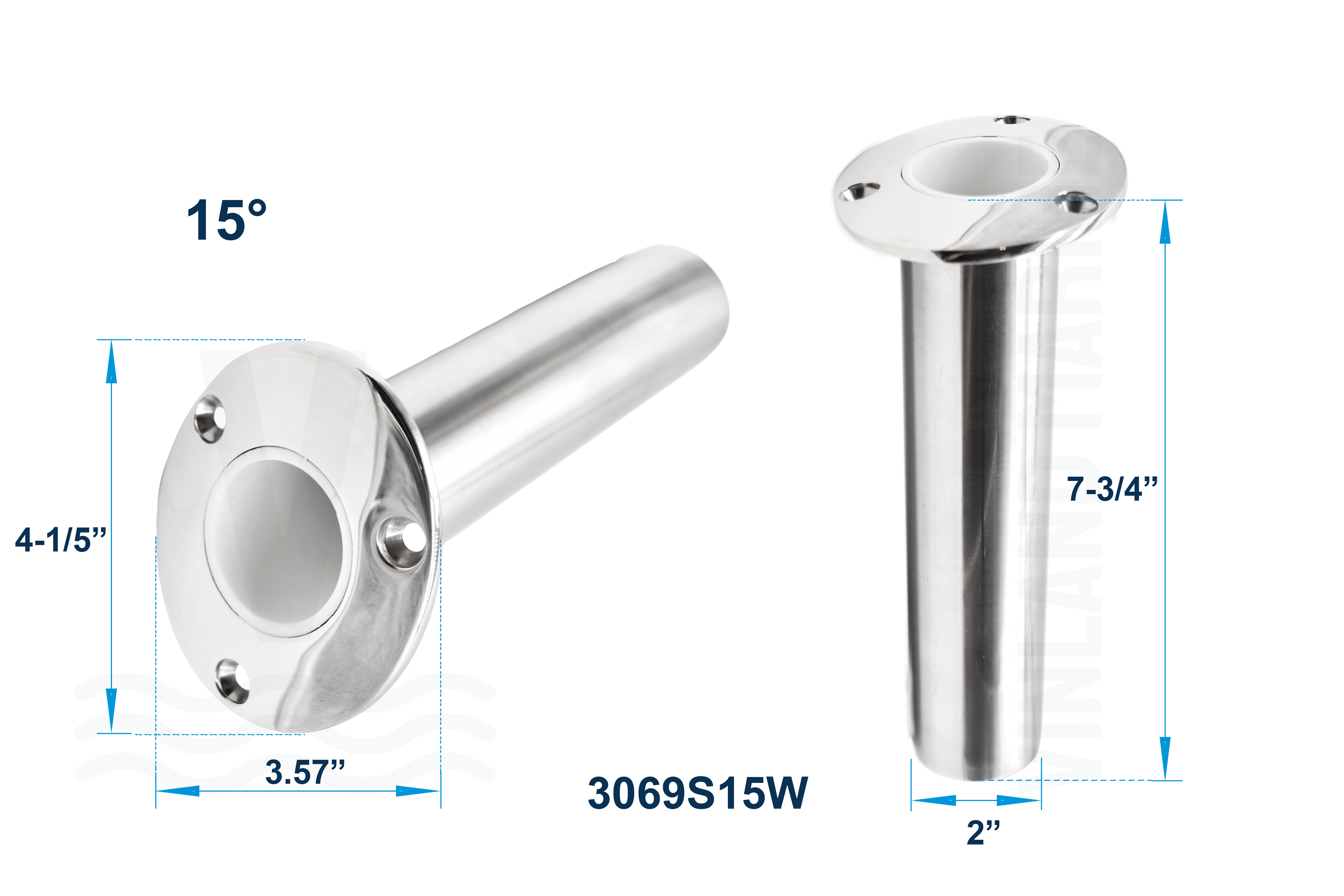 Cast 316 Stainless Steel Angled Flush Mount Rod Holder