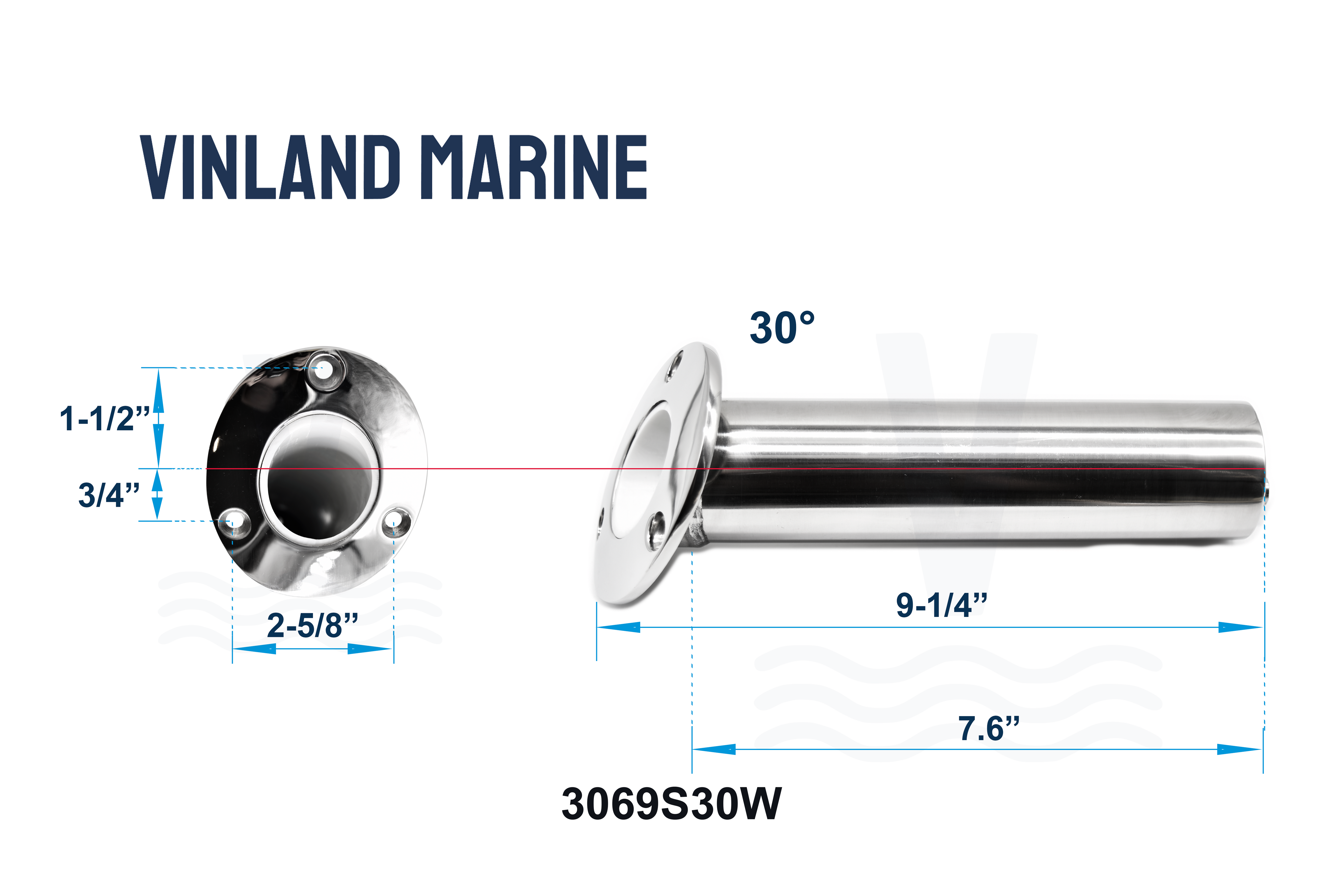 Cast 316 Stainless Steel Angled Flush Mount Rod Holder