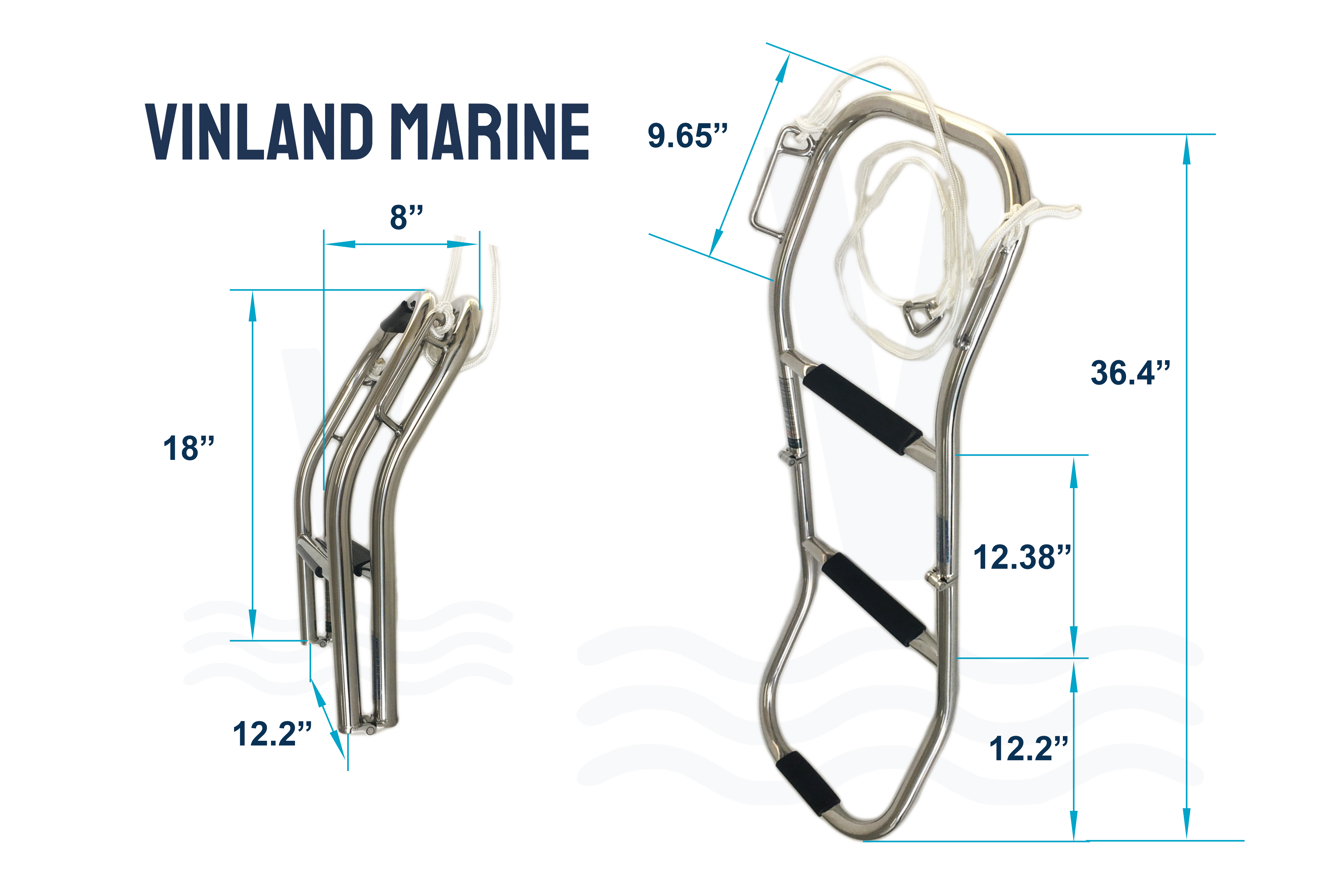 3-Step Folding Ladder for Inflatable Boats and Pontoons