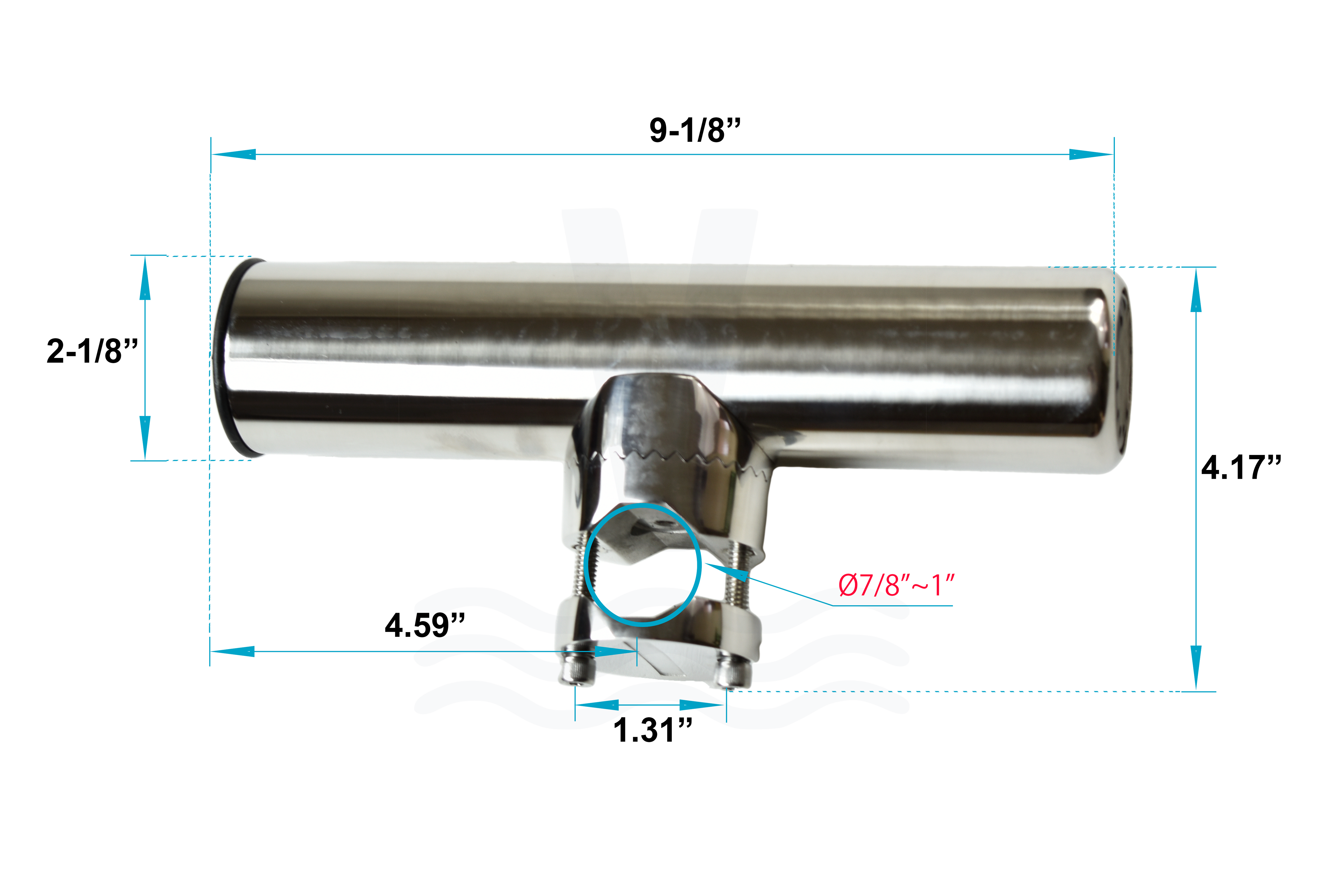 Rotating Adjustable Clamp-on Rod Holder for Ø7/8"~Ø1" rails