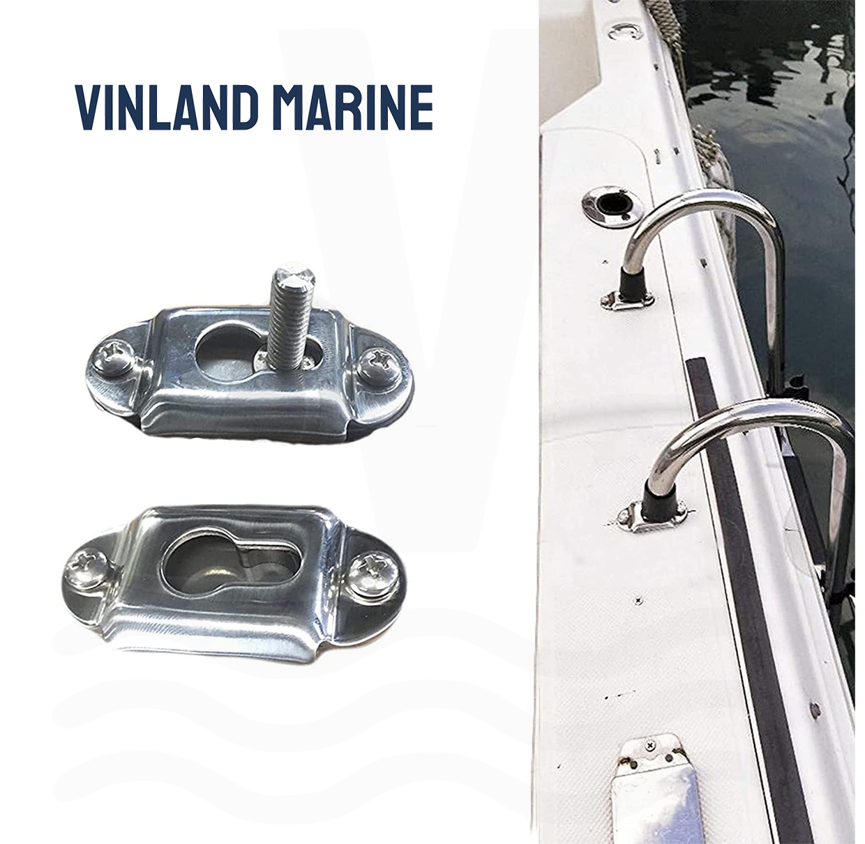 Vinland Marine Removable gunwale boat ladder brackets in use
