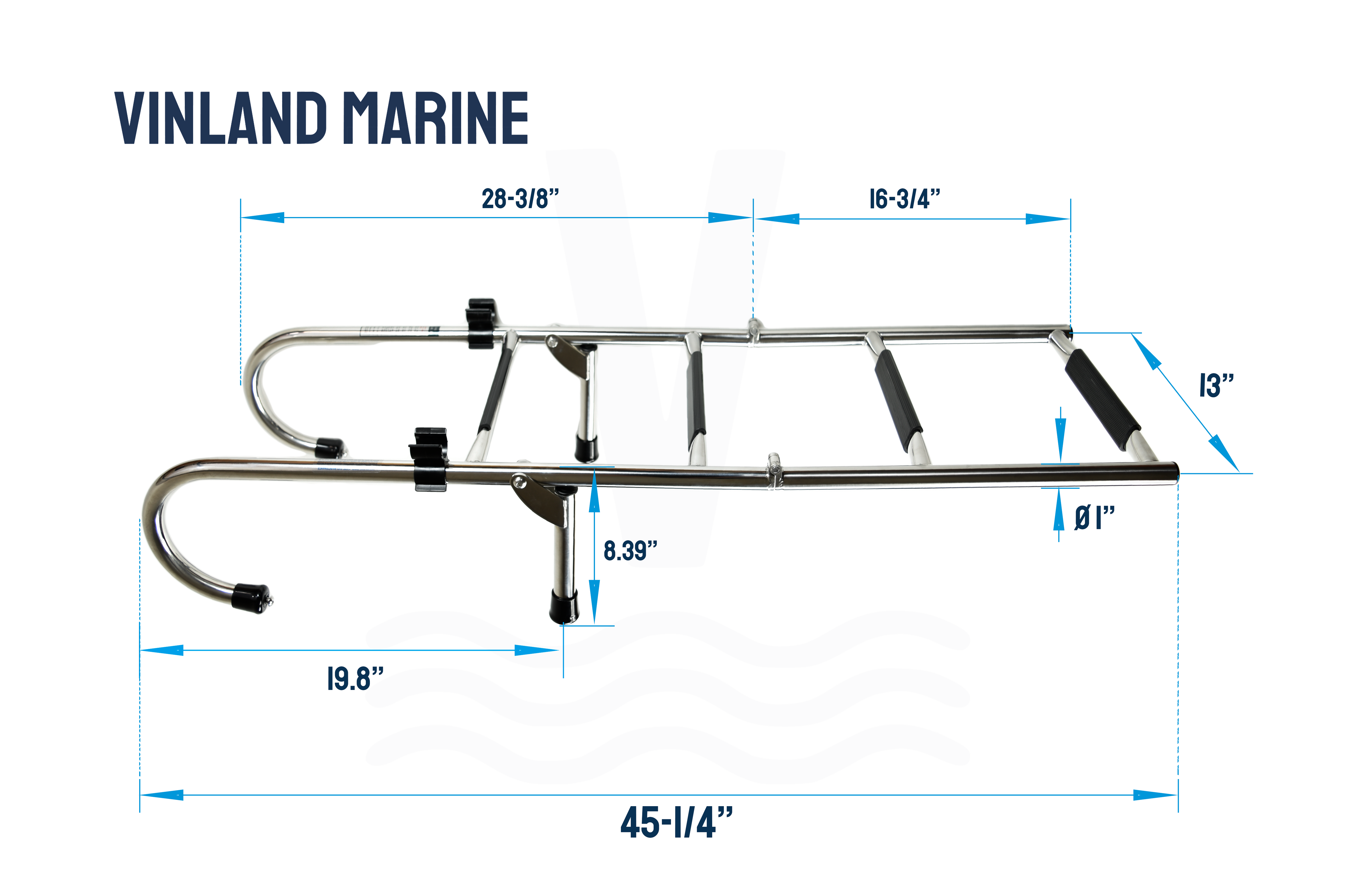 304 Stainless Steel Gunwale-Mounted Folding Removable Ladder