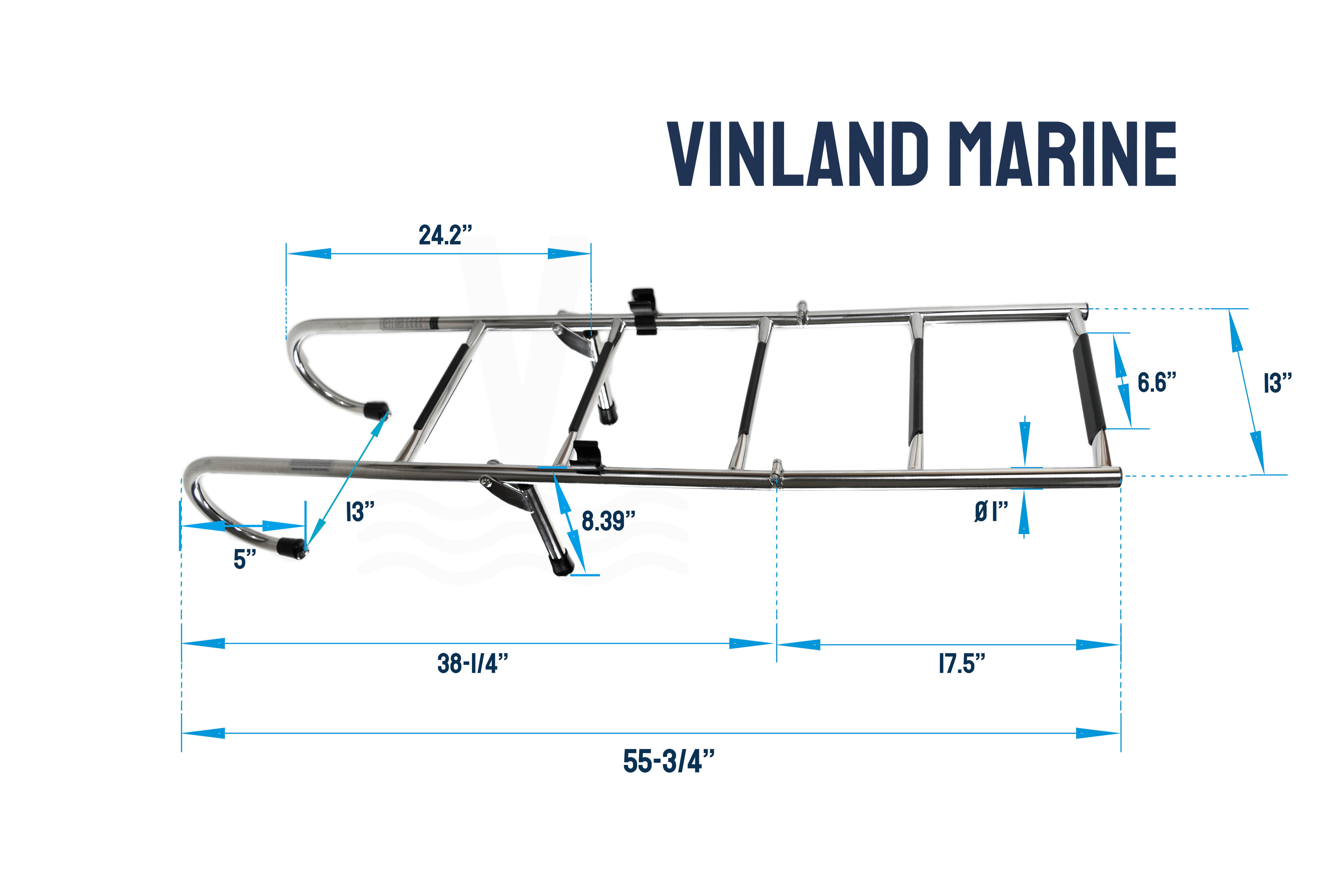 304 Stainless Steel Gunwale-Mounted Folding Removable Ladder