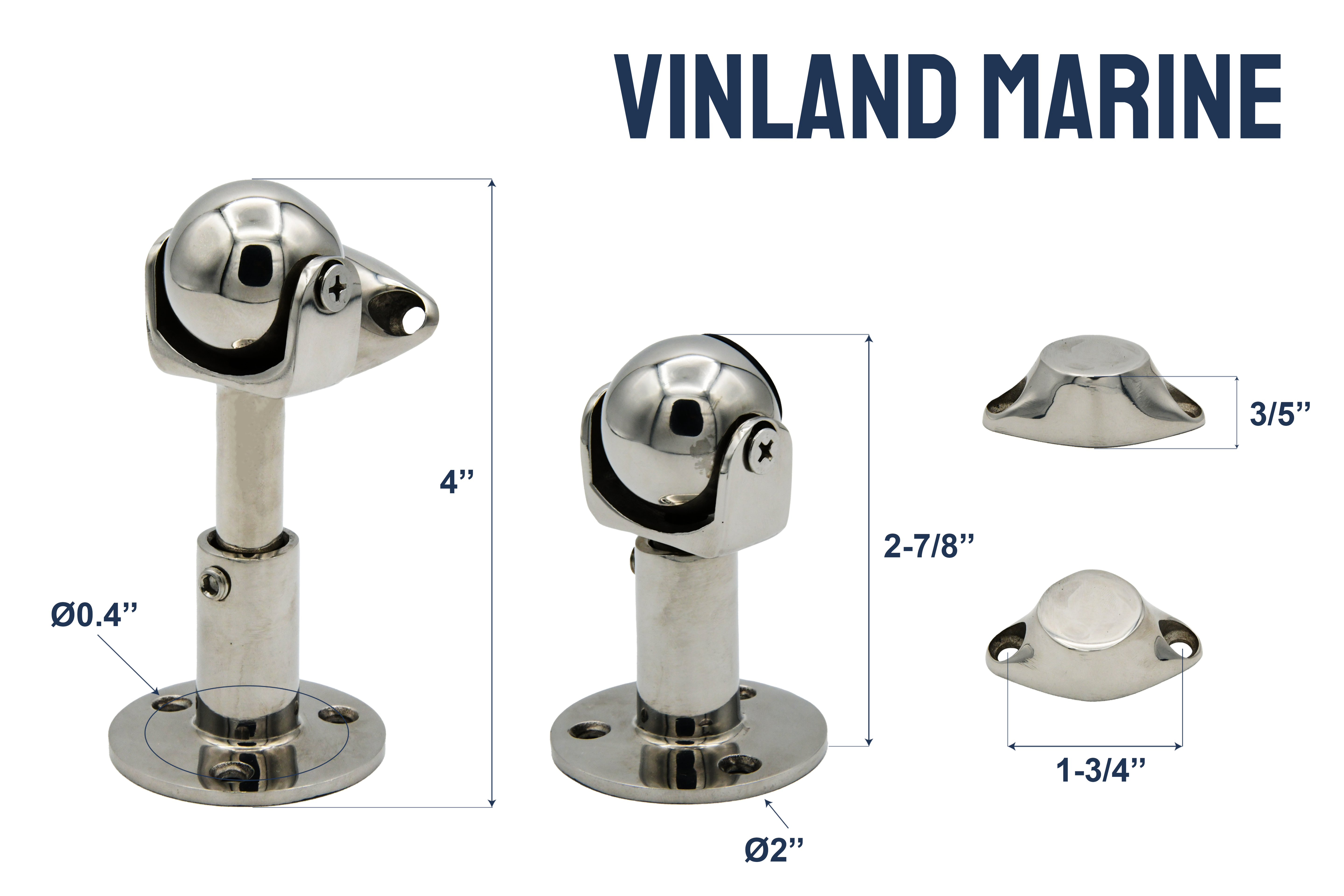Vinland Marine 3.5"~4.5" Extendable Magnetic Door Catch Dimensions View (S7338A4N)