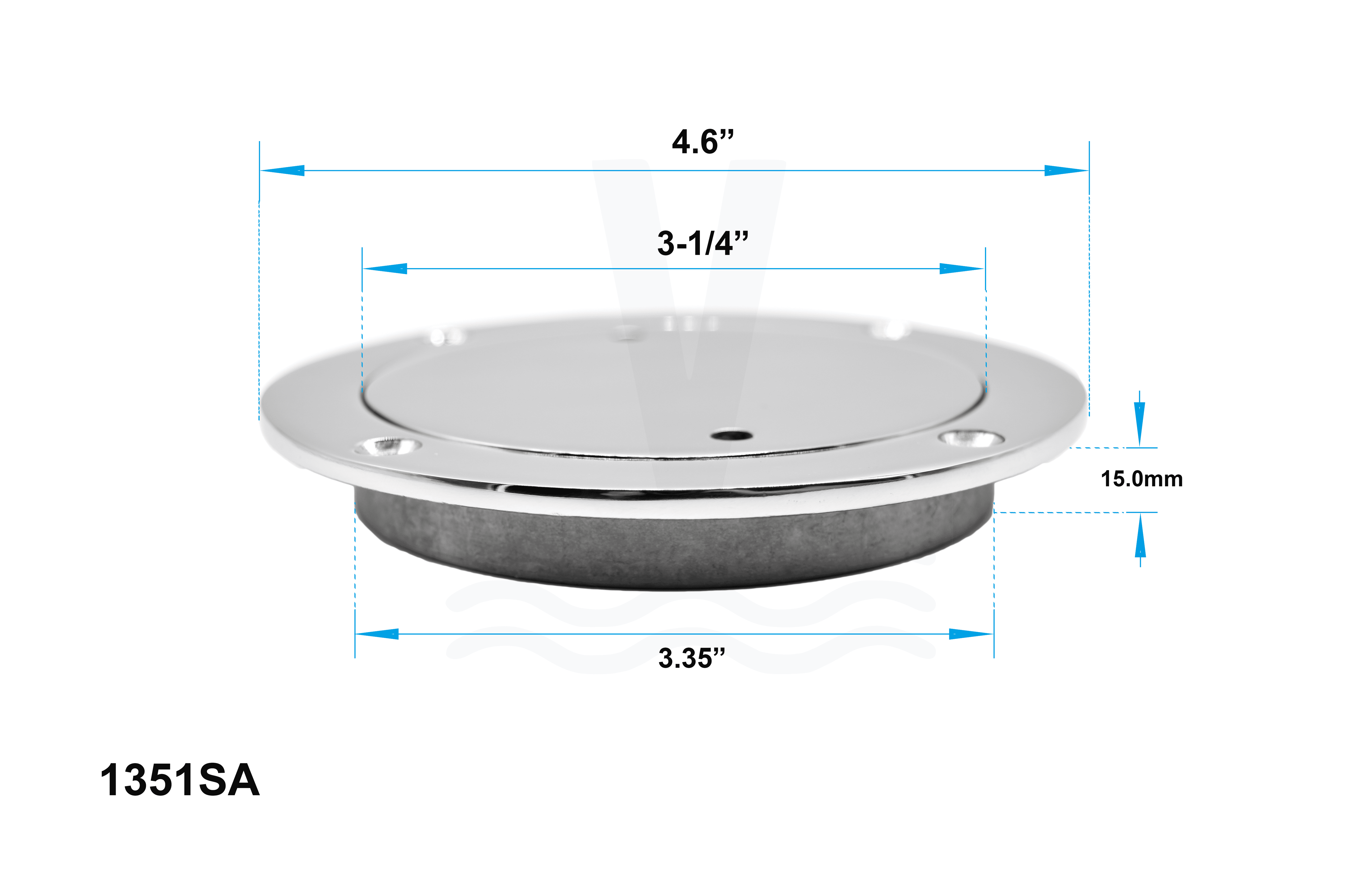 Vinland Marine 316SS Ø3" Deck Plate Dimensions View 2 (S4964A)