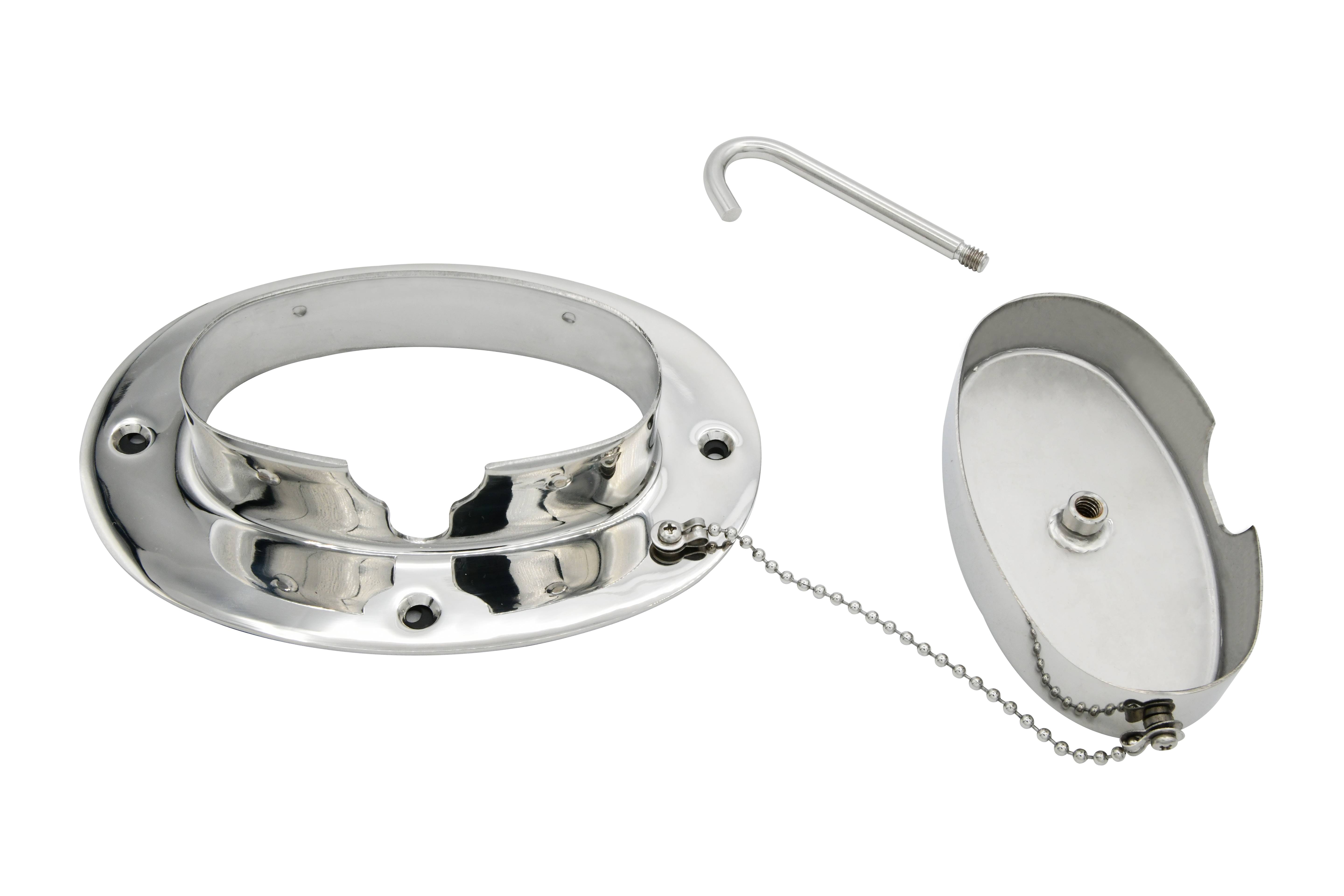 Vinland Marine Deck Pipe with Hook, Stamped 304 Stainless Steel open