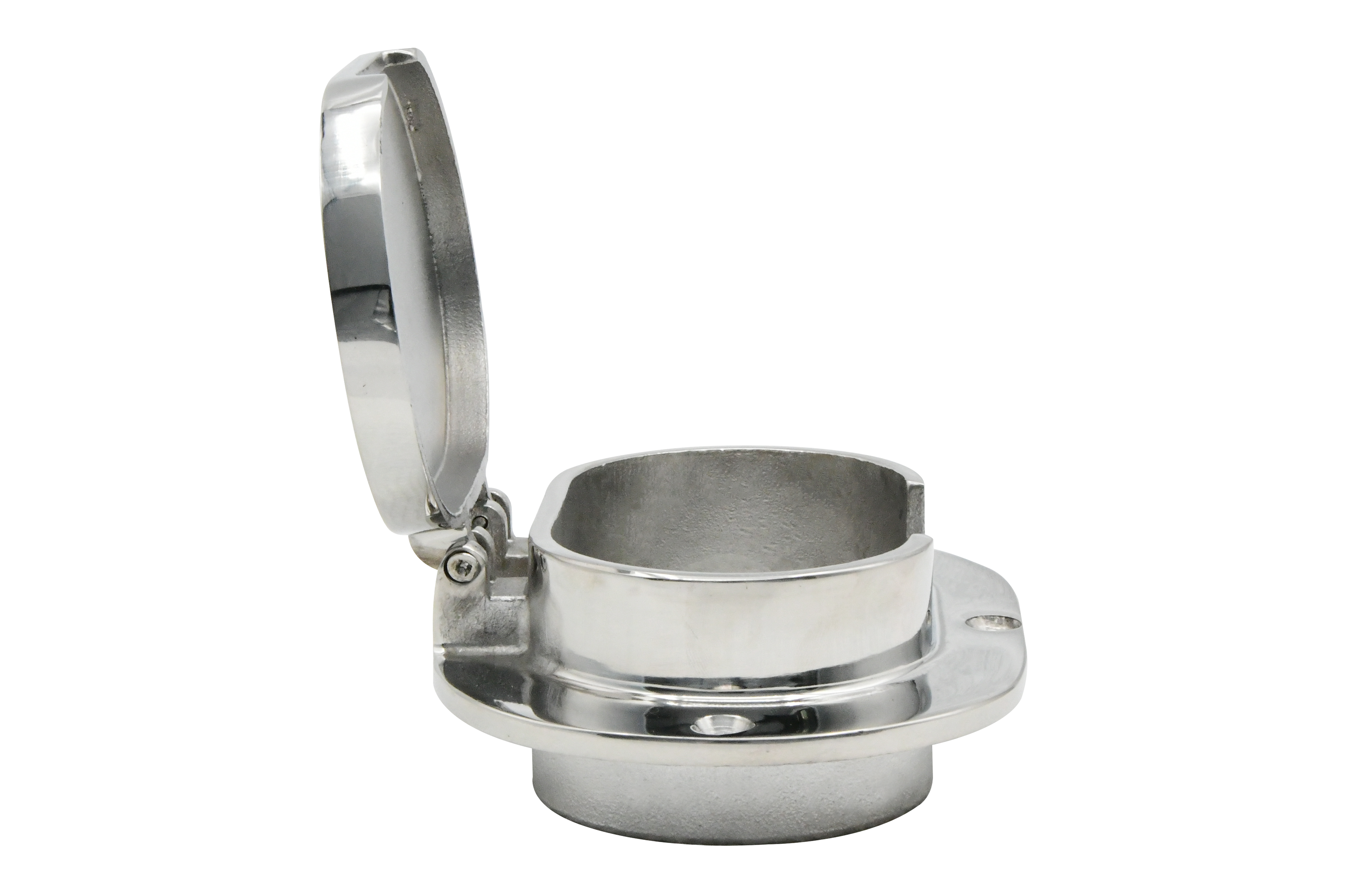 Vinland Marine Hinged Oval Chain & Rope Deck Pipe Cast 316 Stainless Steel Side View 2 (S4334A)