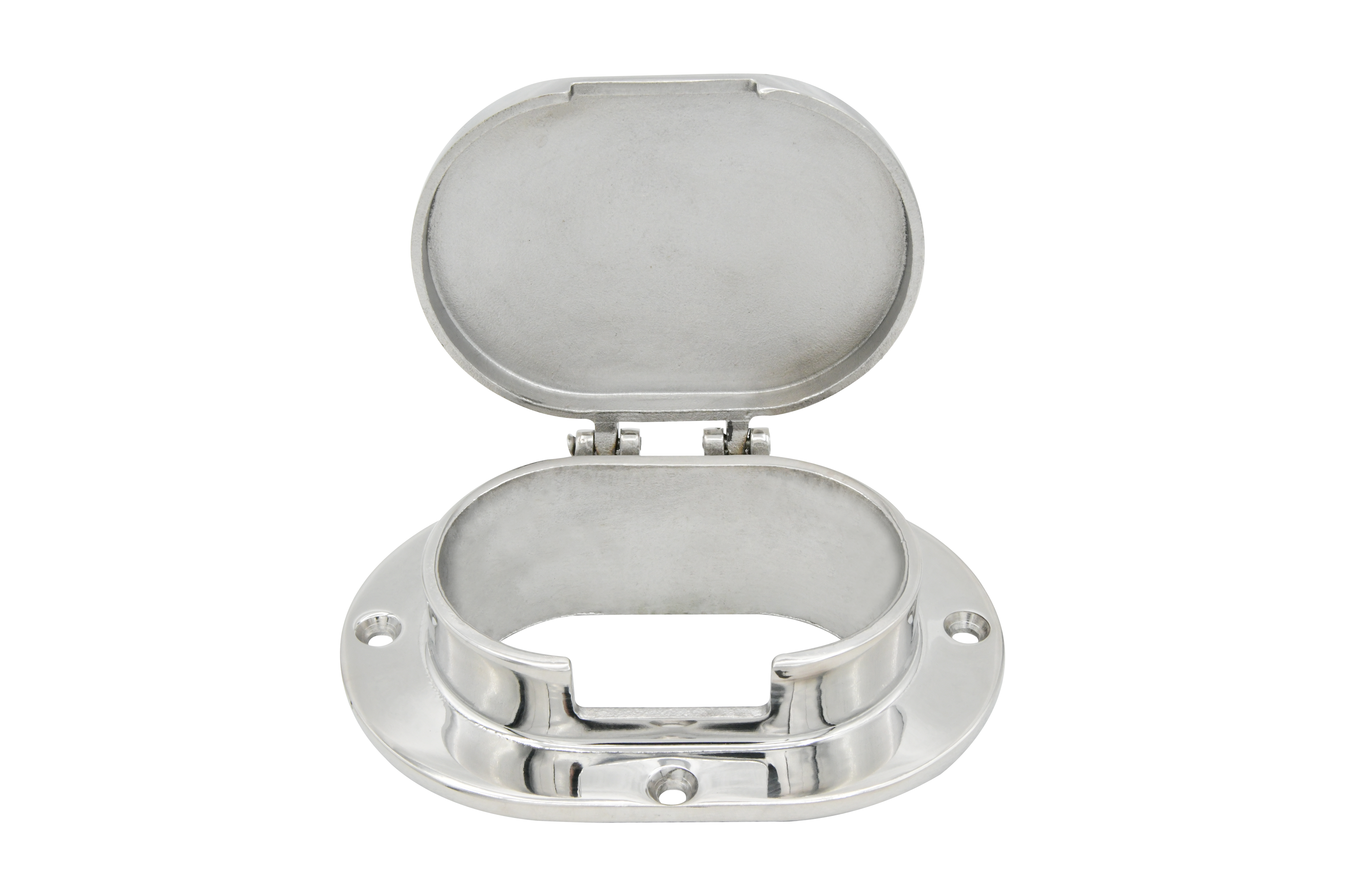 Vinland Marine Hinged Oval Chain & Rope Deck Pipe Cast 316 Stainless Steel Top View (S4334A)