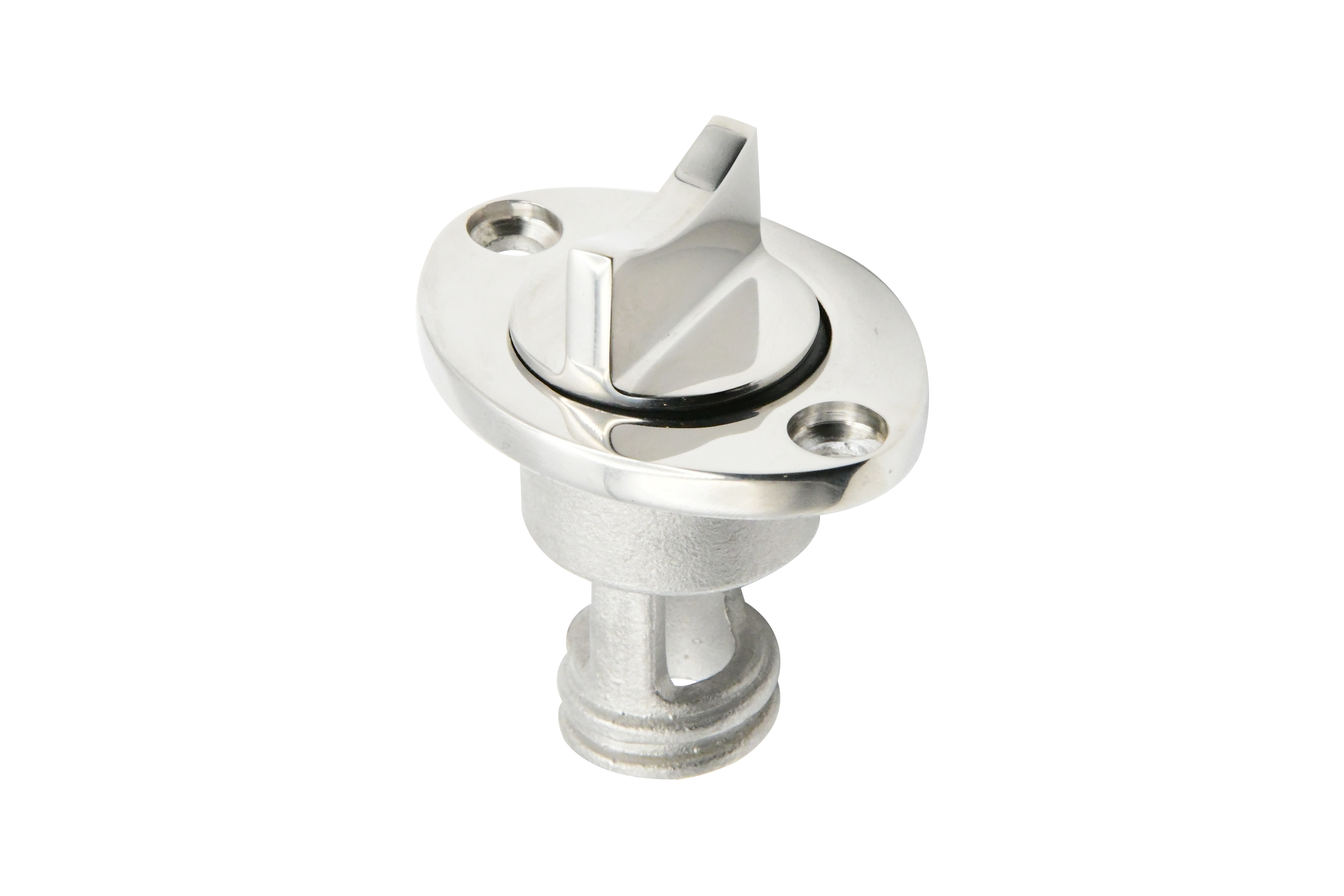 Vinland Marine Receiver Ø2" Oval Flange w/Ø3/4" Drain Plug Top View 3 (S4834A)
